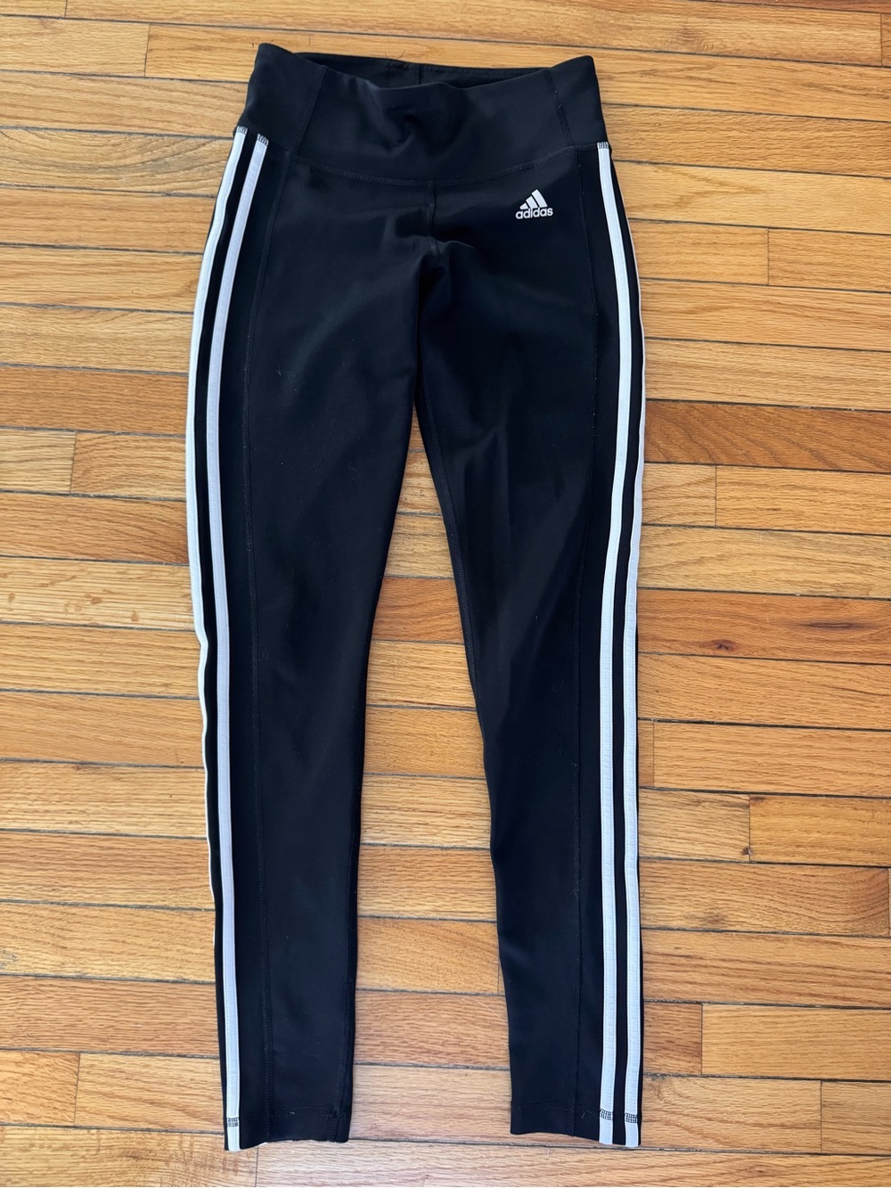 Adidas Black Leggings with White Side Stripes